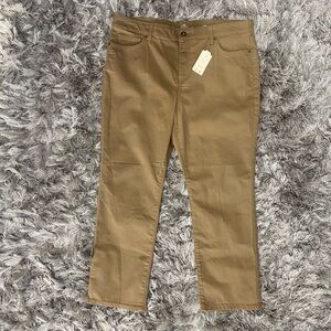 Khaki Straight-Leg Pants